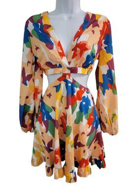 Glamaker Colorful Cut Out Mini Dress NWT Size Small